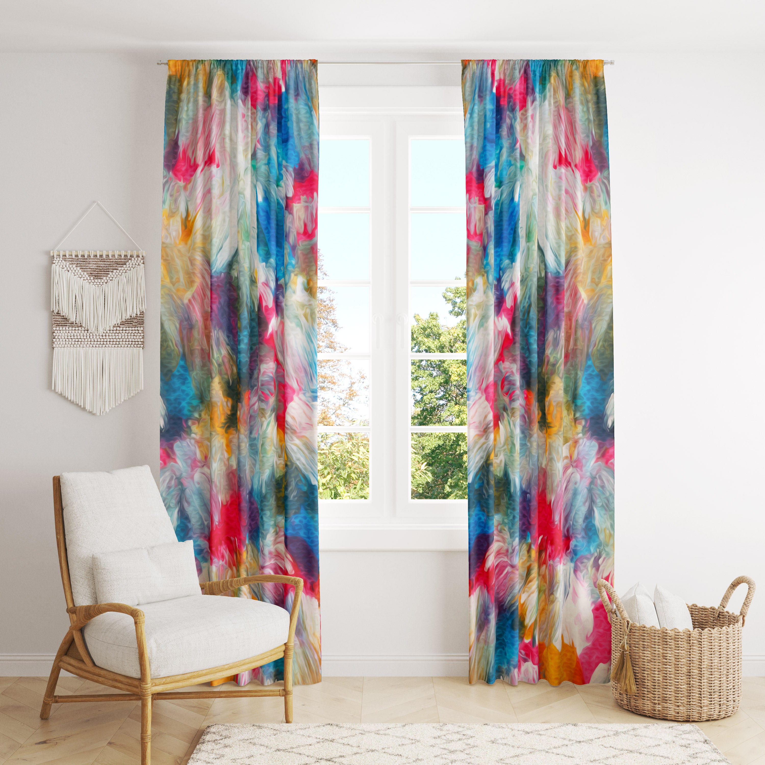 Boho Modern Floral Abstract Window Curtains – Folk N Funky