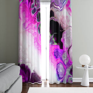 Pink Bohemian Swirl Marbled Window Curtains